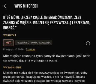 Karta mitu w aplikacji Mythlift: werdykt, pewność dowodów i źródła