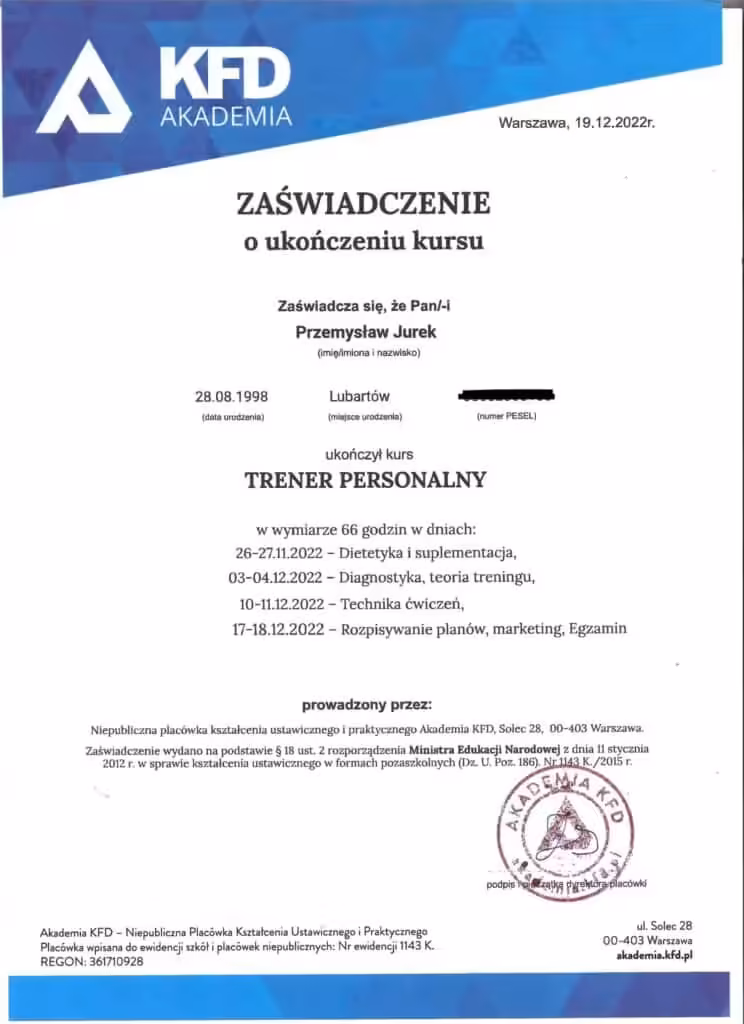 Dyplom ukończenia studiów - dietetyka, Uniwersytet Przyrodniczy w Lublinie