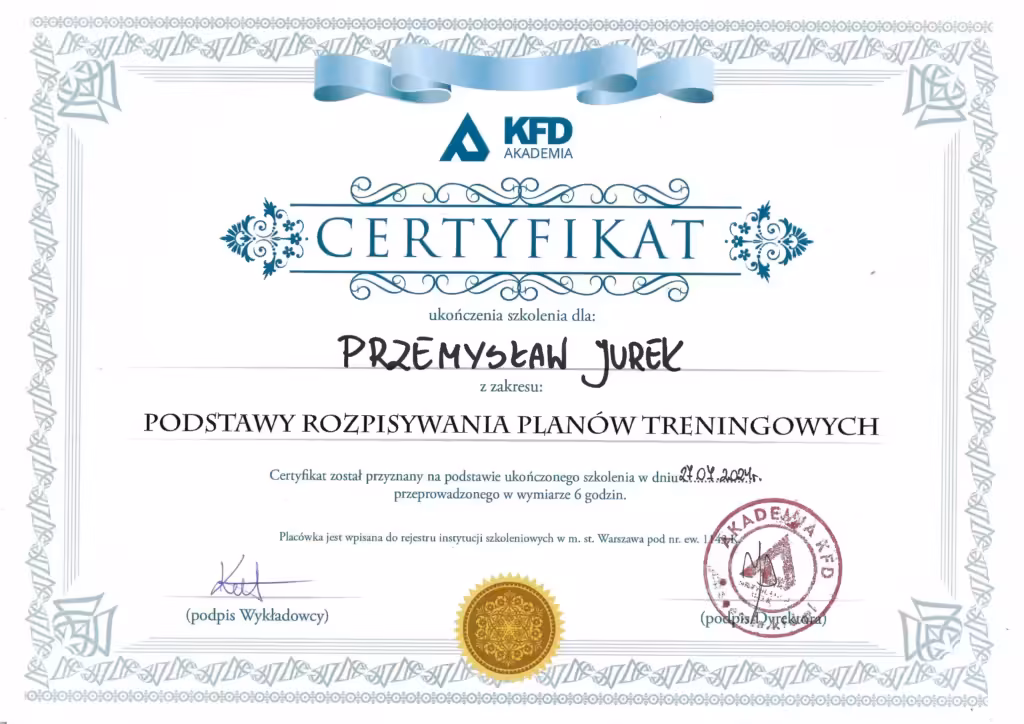 Certyfikat: podstawy rozpisywania planów treningowych