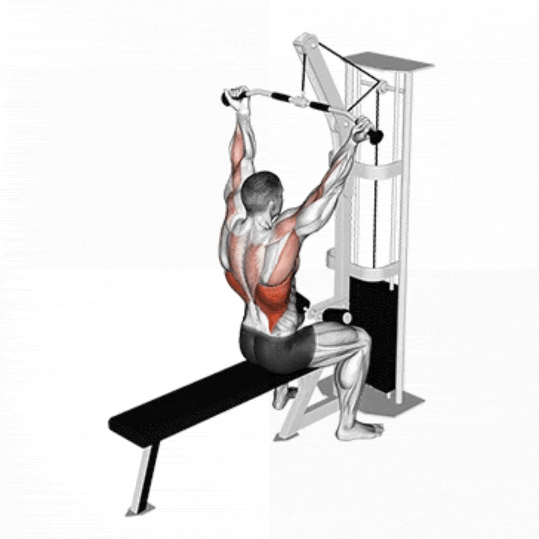 ściąganie drążka do klatki piersiowej technika