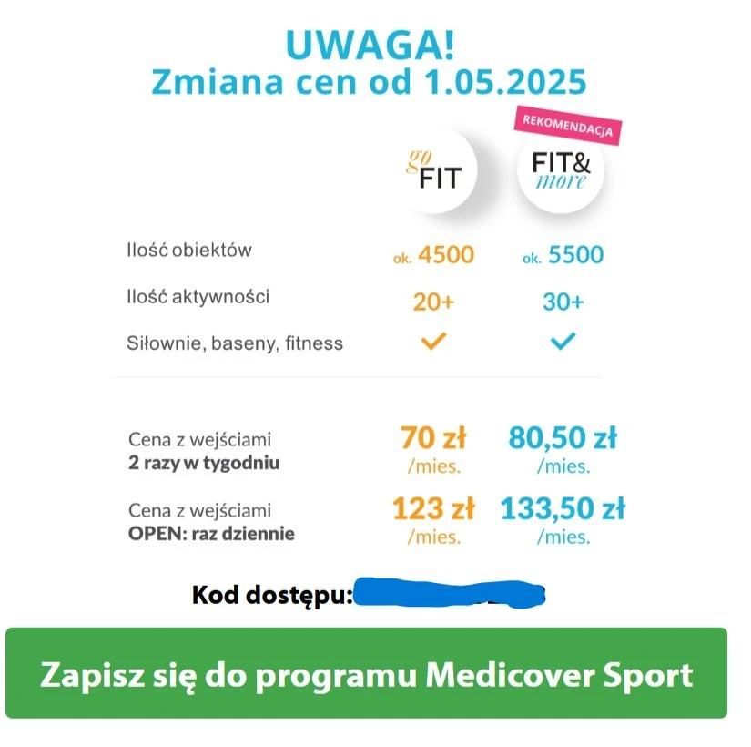 medicover sport kod dostępu