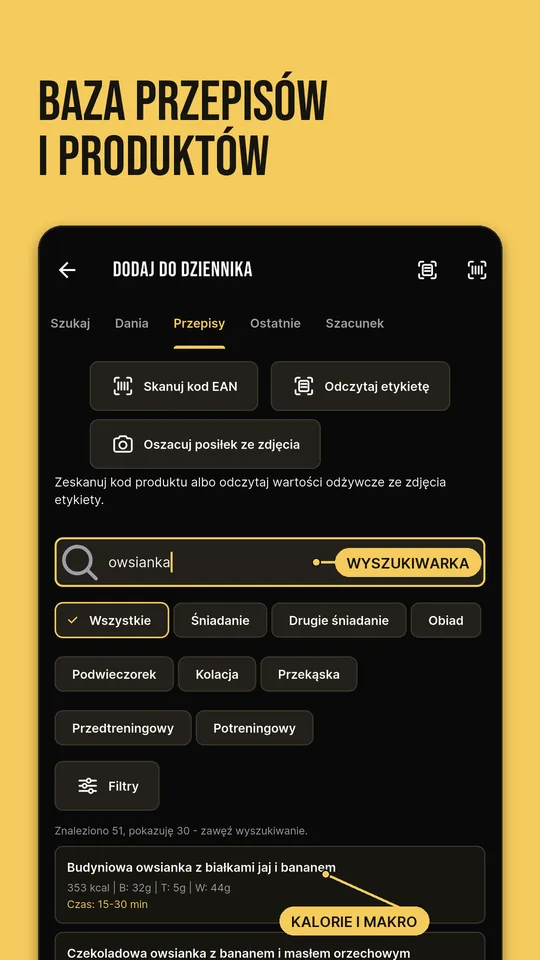Baza przepisów i produktów: wyszukiwarka oraz kalorie i makroskładniki
